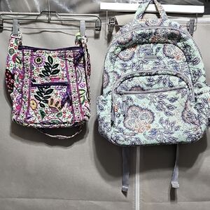 REPAIR SET. Vera Bradley Floral Patterned Backpack and Shoulder Bag Set